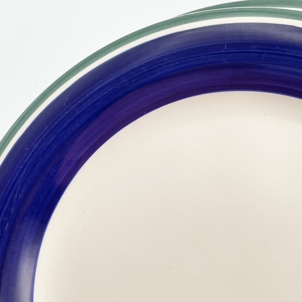 Vintage‎ 1990s Gibson Oceanside Blue Green Stripe Dinner Plates Set of 2 - Picture 14 of 14